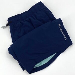 Municipal Sport Utility Gear Mens XL Navy Blue Mesh Lined Athletic Shorts 8"